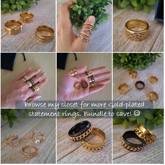 Men's -Plated, Stainless Steel Wide Band Wedding Ring - Double Grooved, Size 7 - Picture 10 of 15